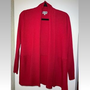 JM collection, Red Cardigan, Petite Small
